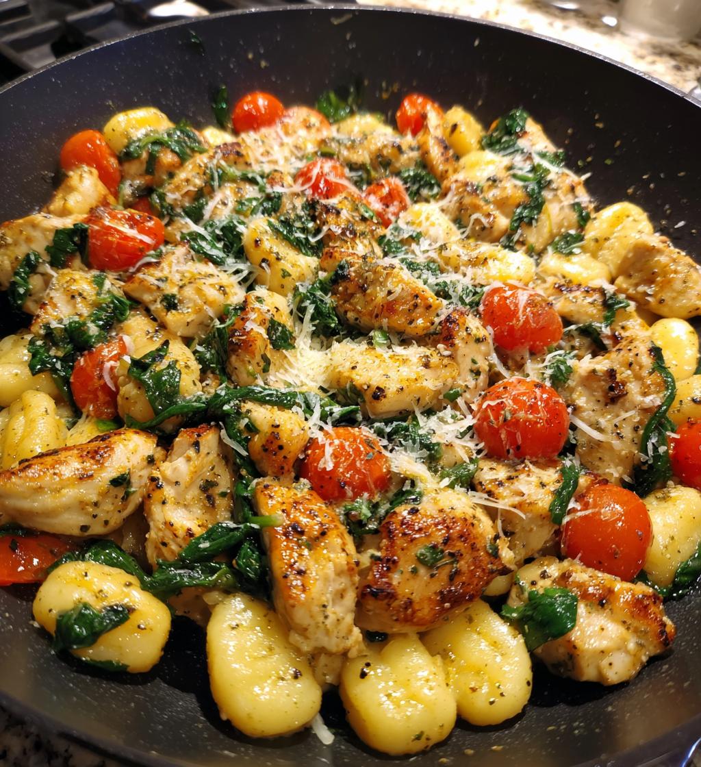 garlic chicken gnocchi skillet