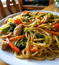 garlic chicken lo mein sauteed vegetables