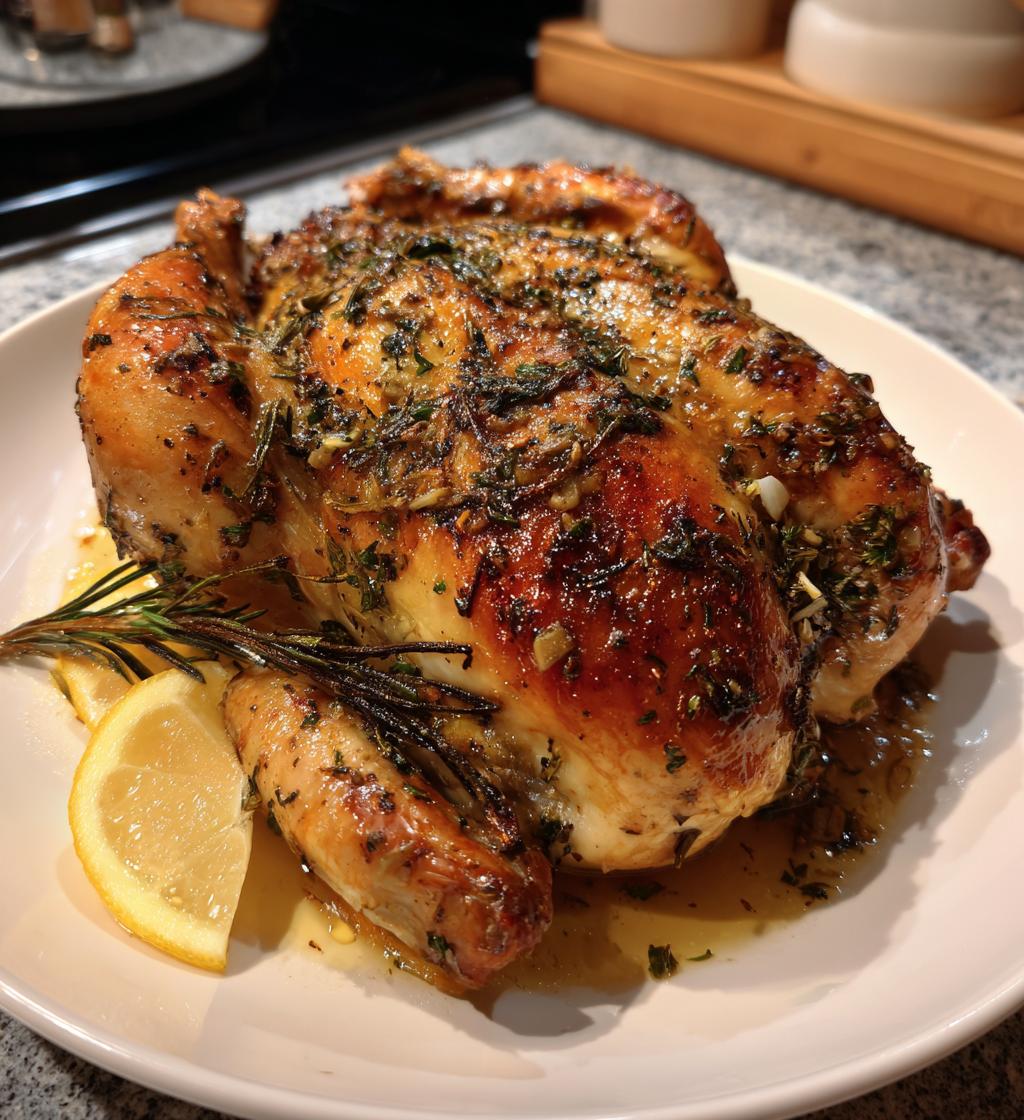 garlic herb butter roast chicken - detail 1