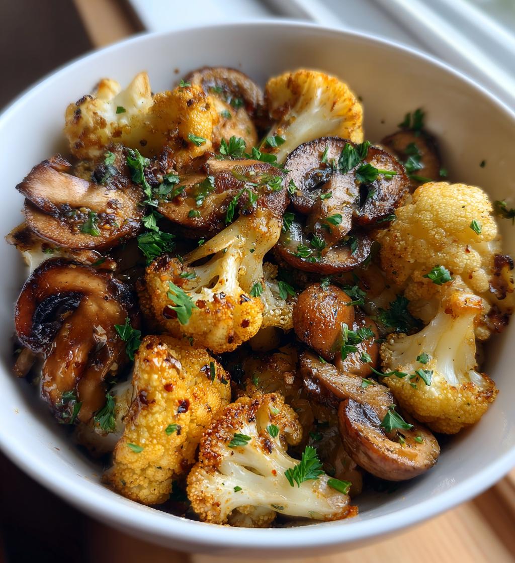 garlic mushroom cauliflower skillet