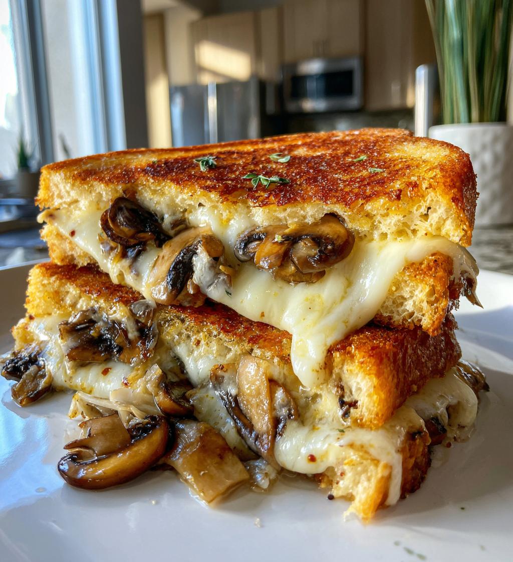 garlic mushroom grilled cheese - detail 1