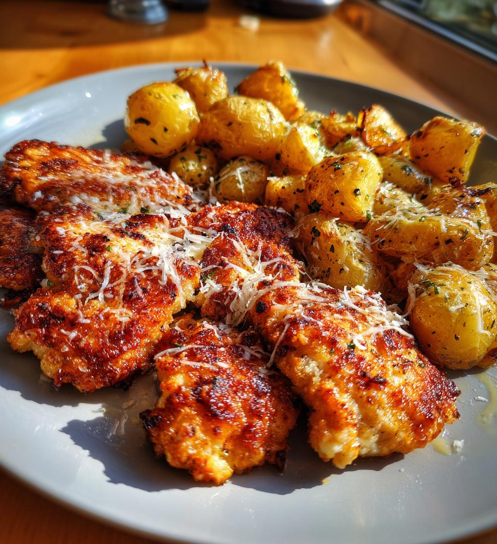 garlic parmesan chicken and potatoes - detail 1