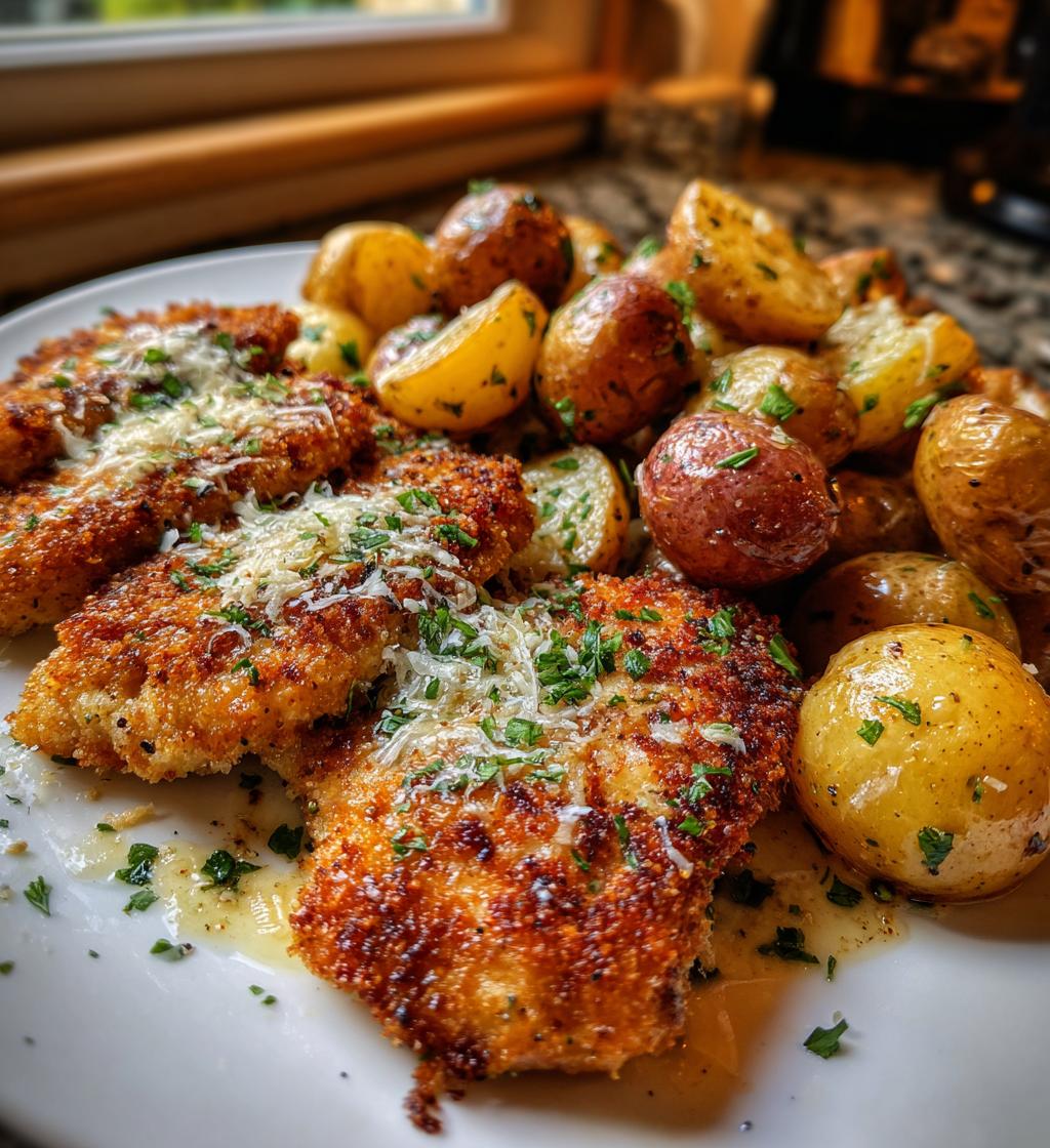 garlic parmesan chicken and potatoes