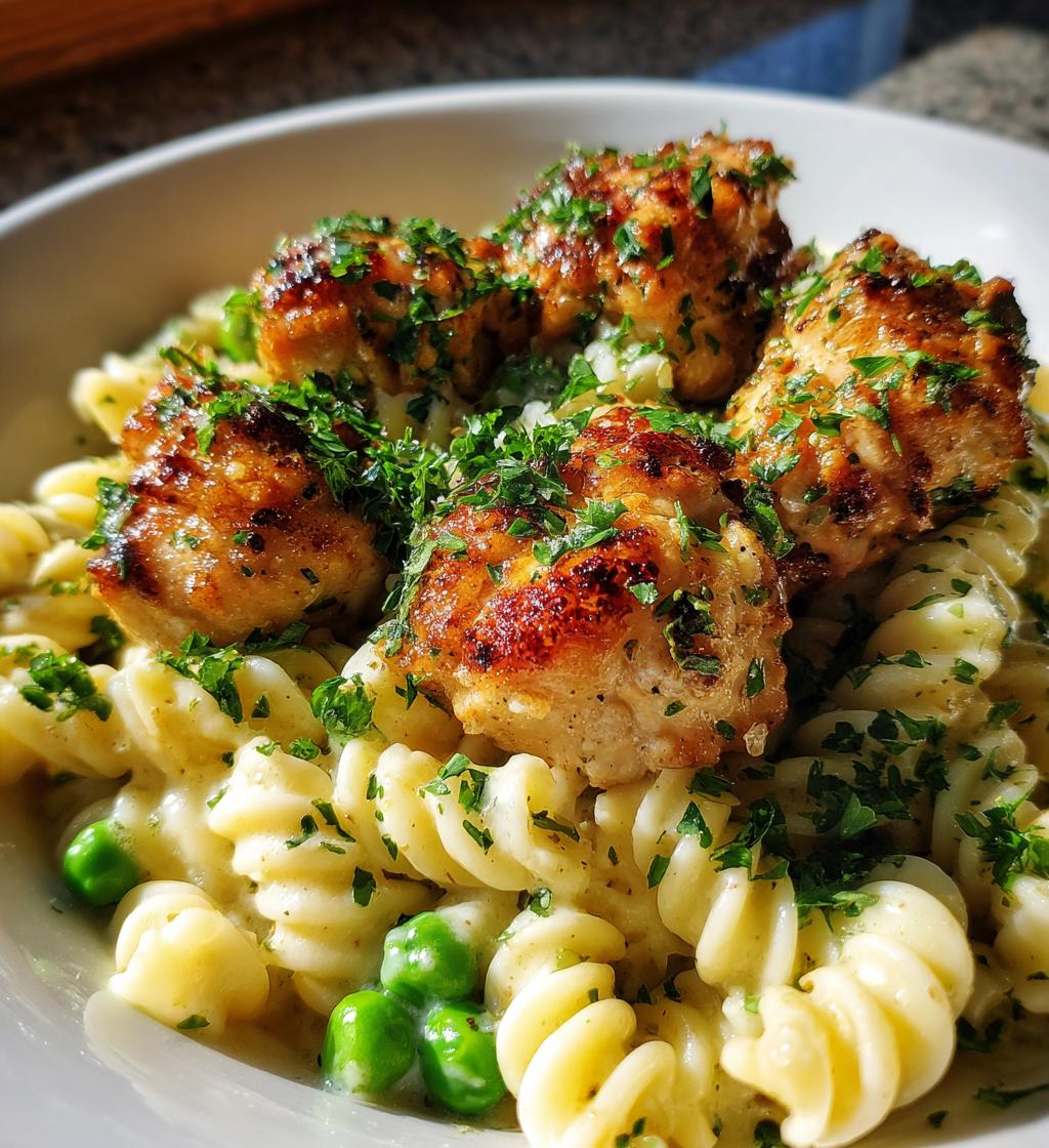 garlic parmesan chicken bites with creamy rotini - detail 1