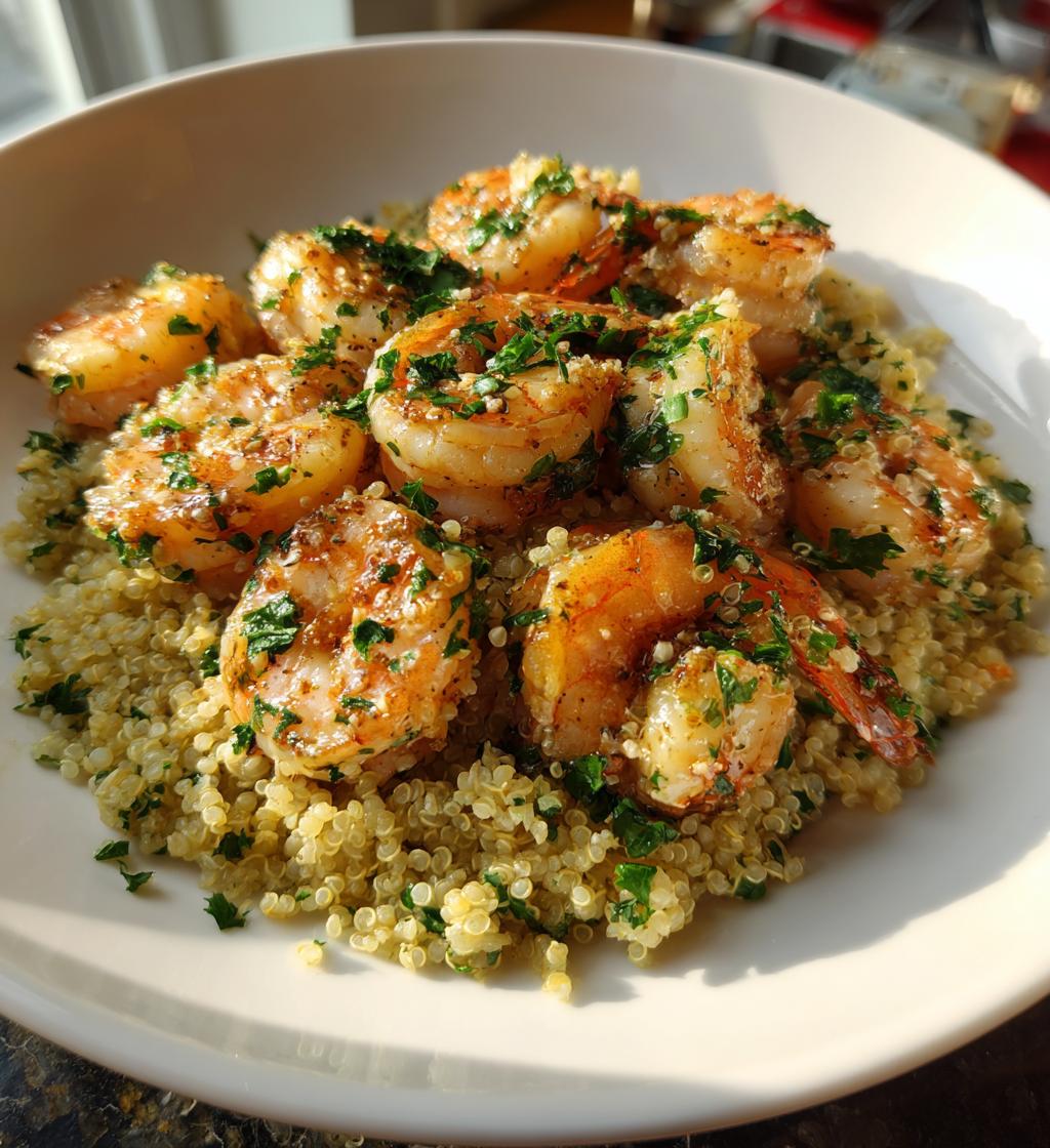 garlic shrimp quinoa - detail 1