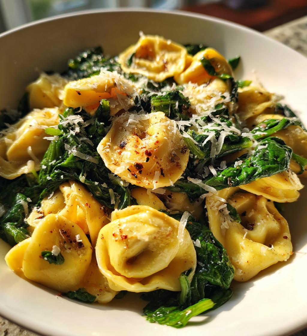 garlic spinach tortellini - detail 1