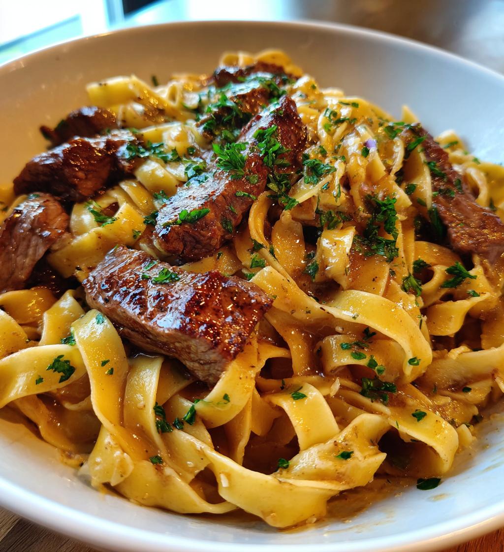 garlic steak pasta recipe - detail 1