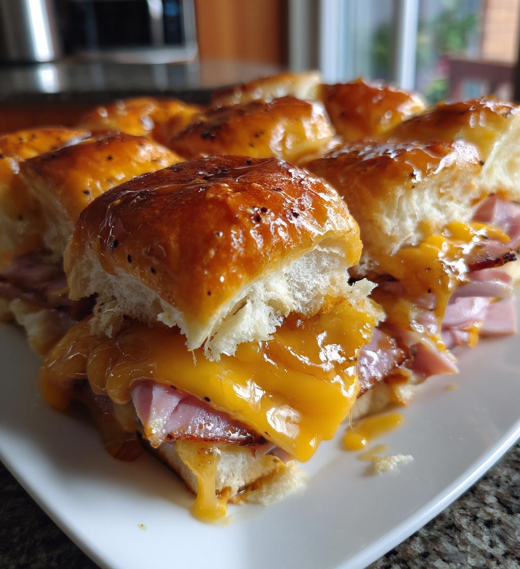 glazed ham and cheese sliders - detail 1
