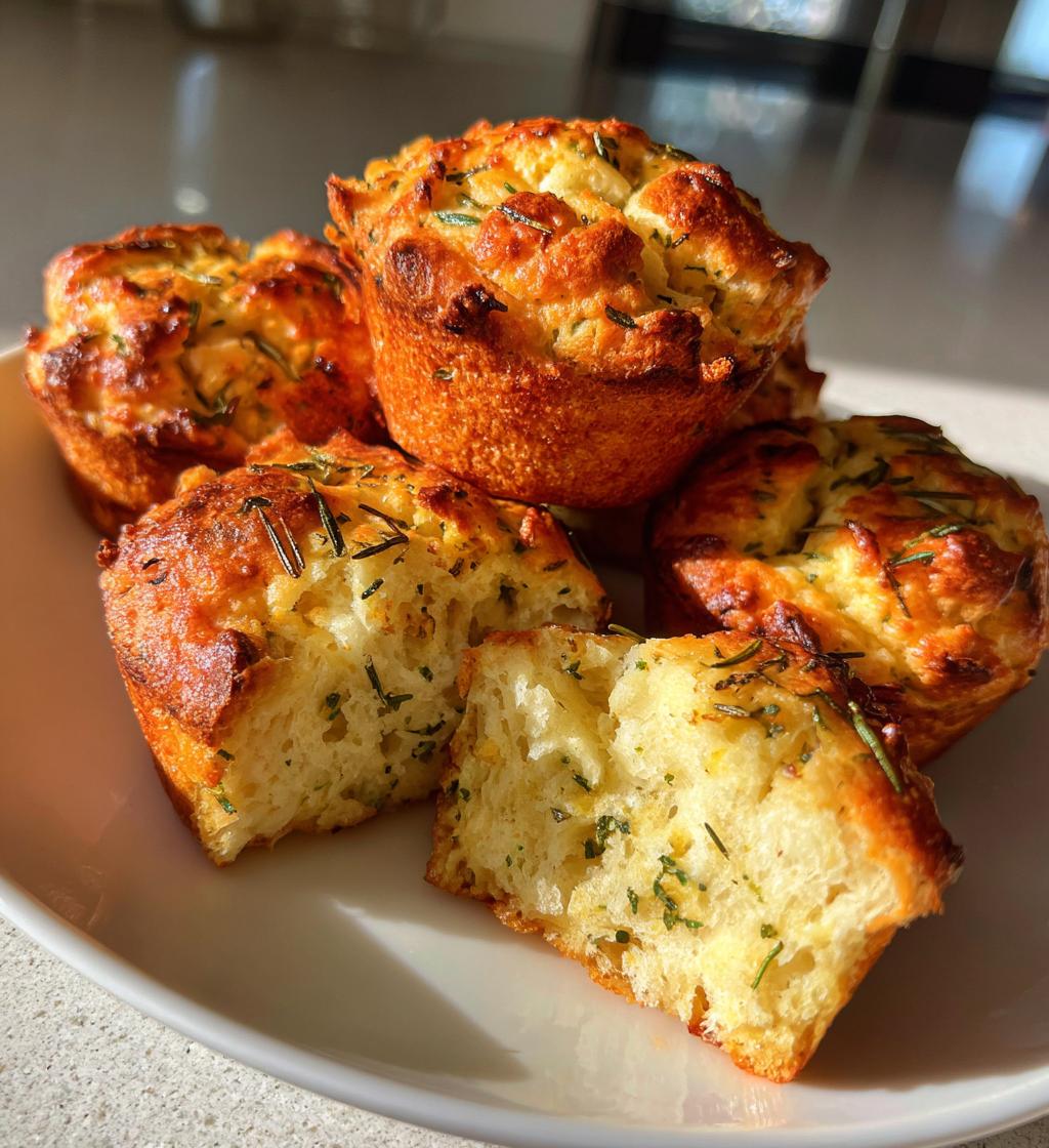 golden crust garlic rosemary focaccia muffins - detail 1