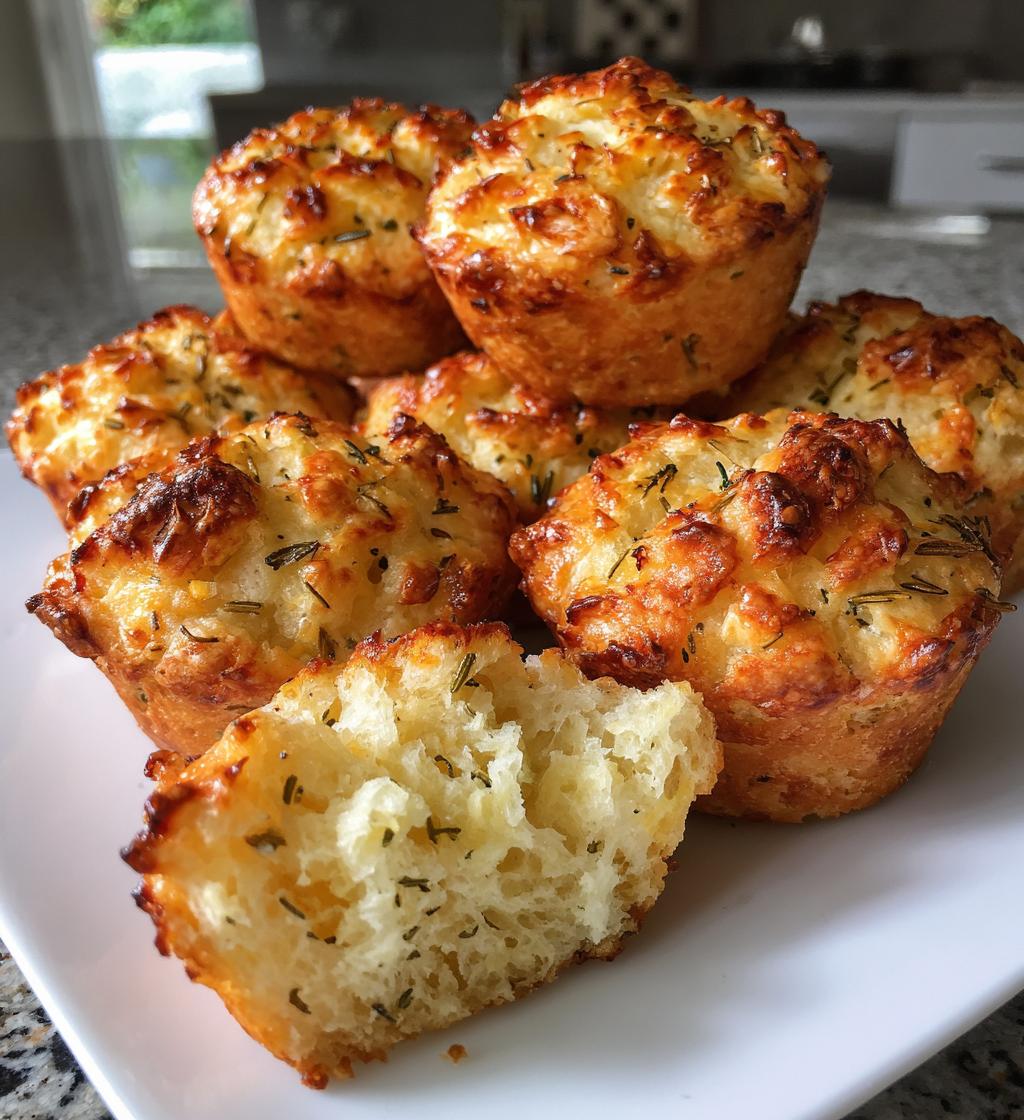 golden crust garlic rosemary focaccia muffins