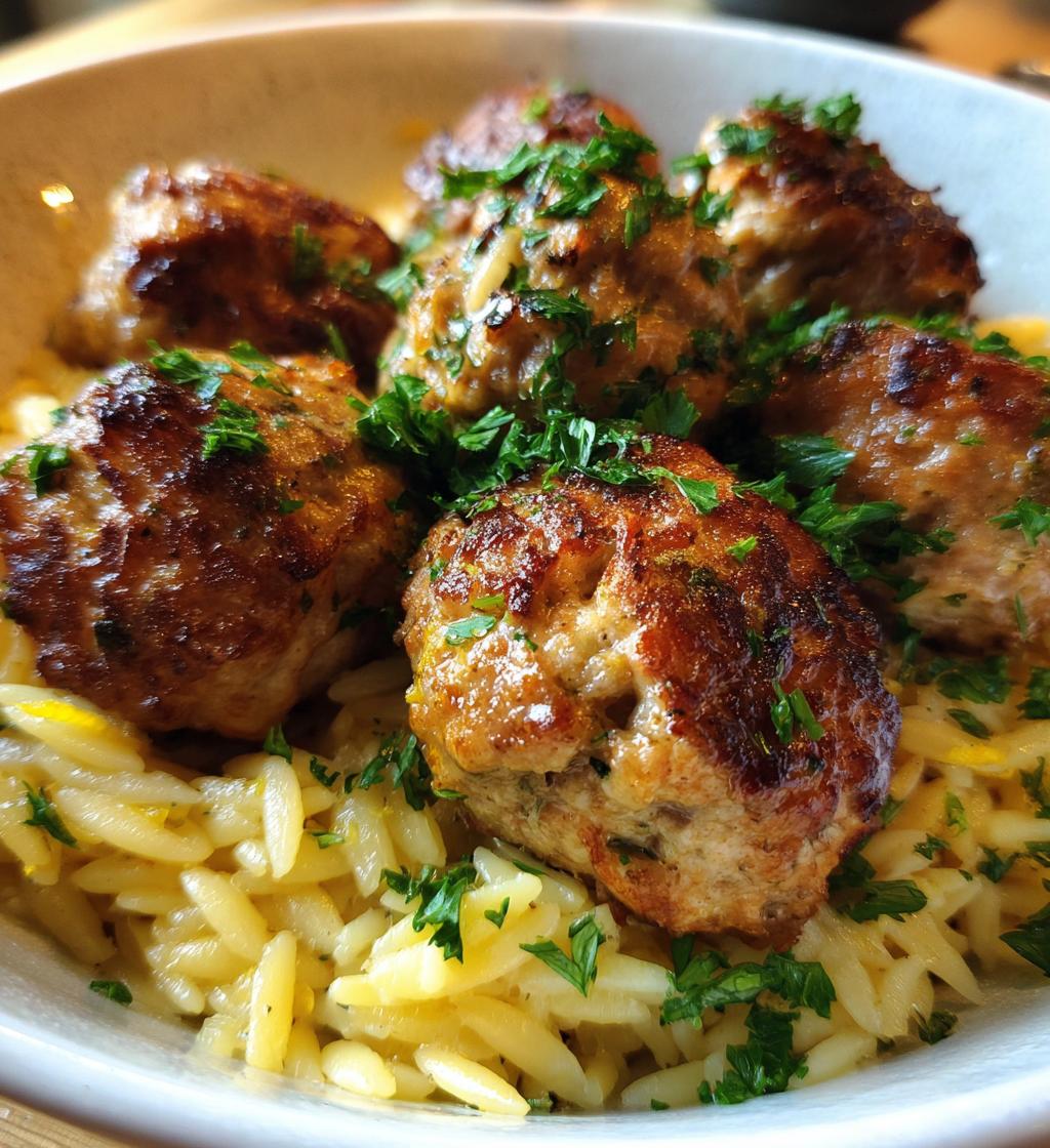greek chicken meatballs with lemon orzo - detail 1