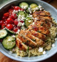 greek chicken quinoa bowl