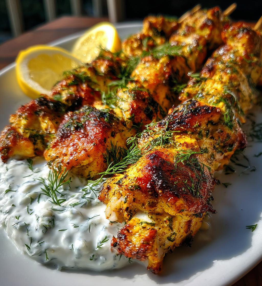 greek lemon chicken skewers with tzatziki sauce - detail 1