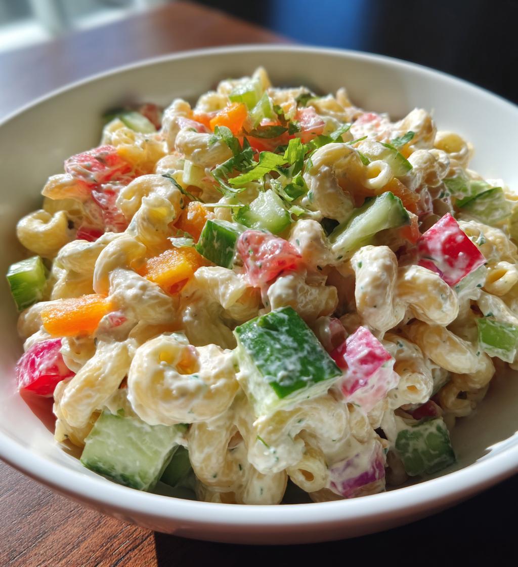 greek yogurt macaroni salad - detail 1