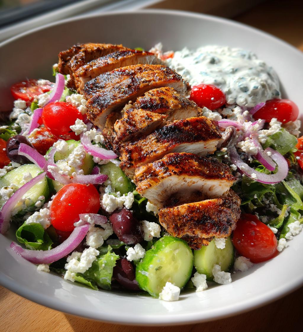 grilled chicken greek salad with tzatziki - detail 1