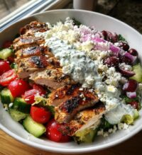 grilled chicken greek salad with tzatziki