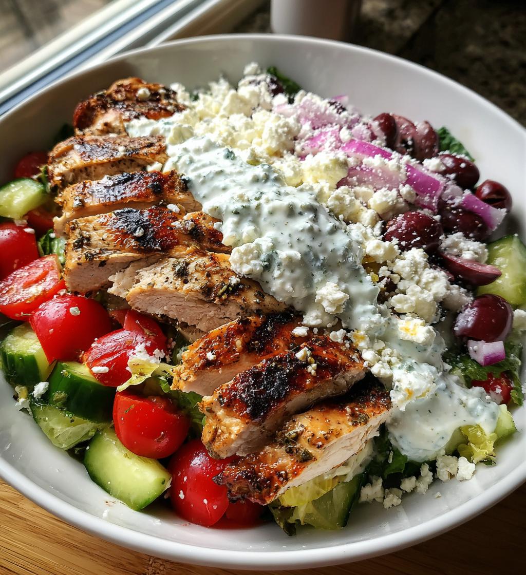 grilled chicken greek salad with tzatziki