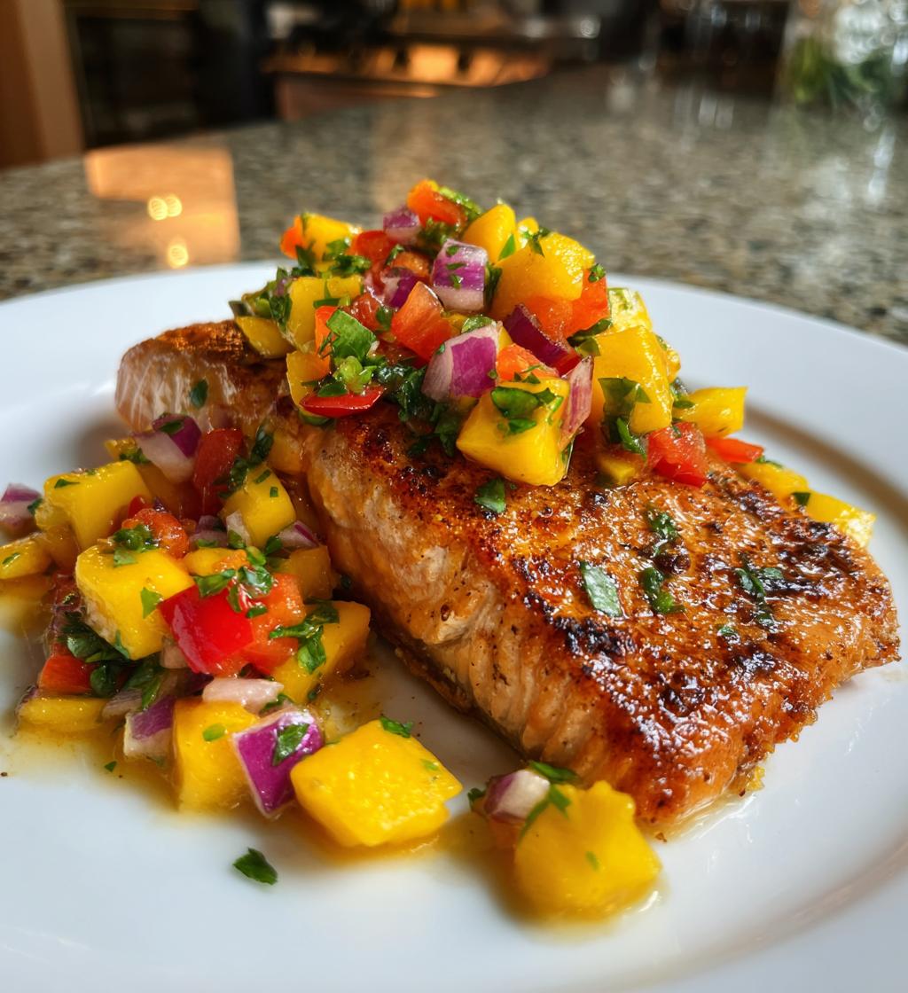 grilled salmon with mango salsa - detail 1