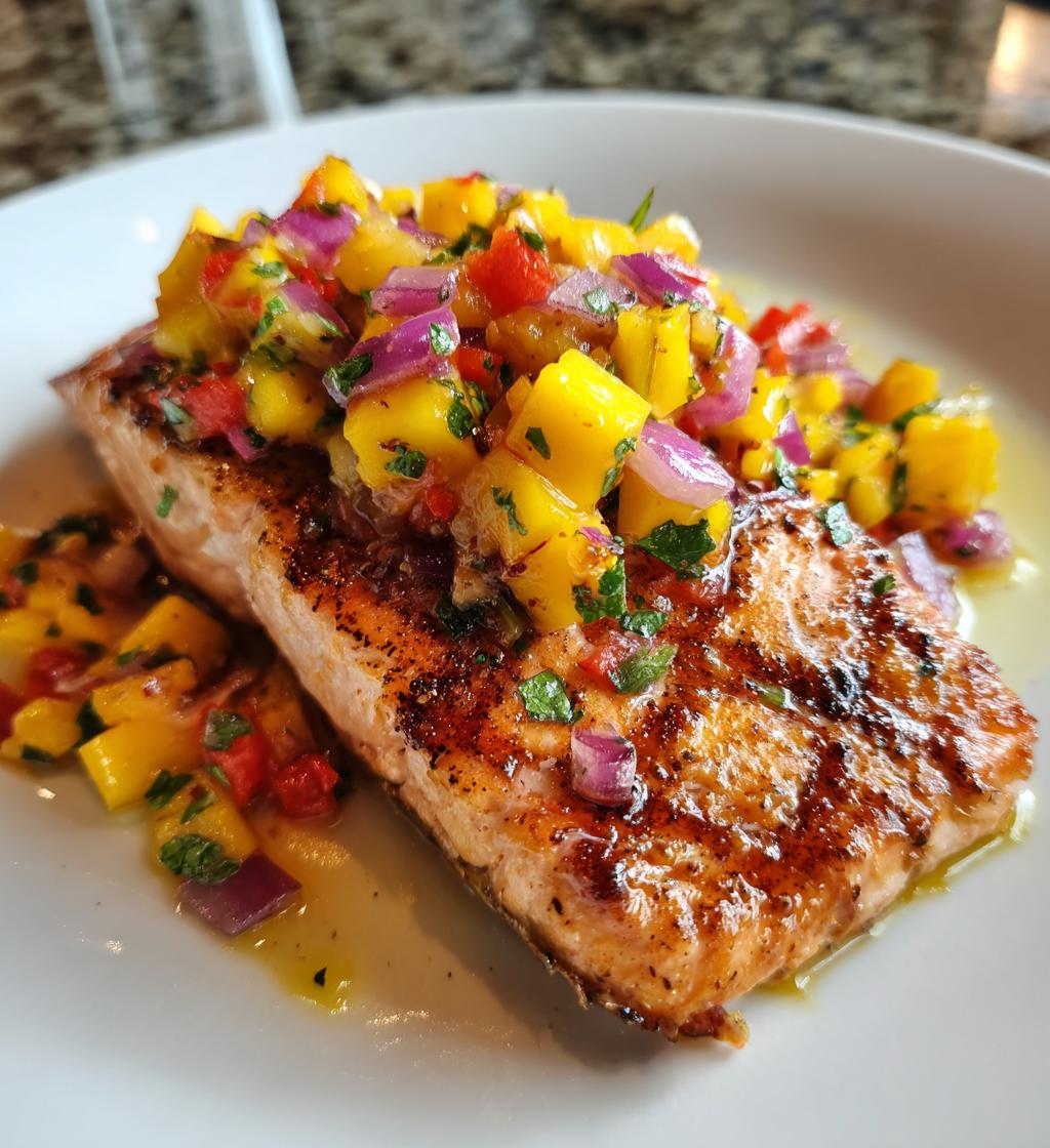 grilled salmon with mango salsa