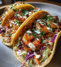 grilled shrimp tacos with cabbage slaw