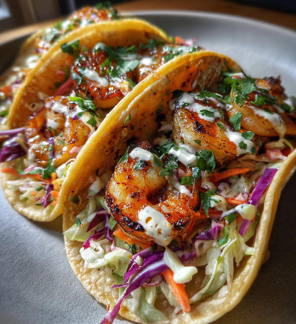 grilled shrimp tacos with cabbage slaw