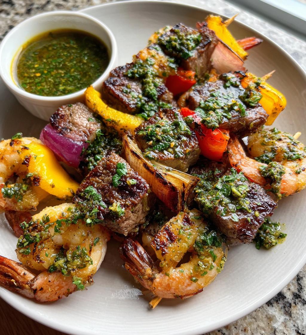 grilled surf turf skewers with chimichurri - detail 1