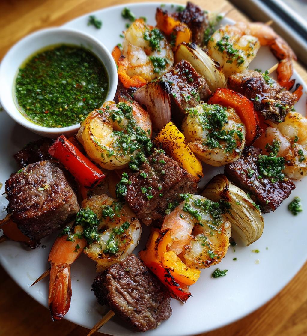 grilled surf turf skewers with chimichurri