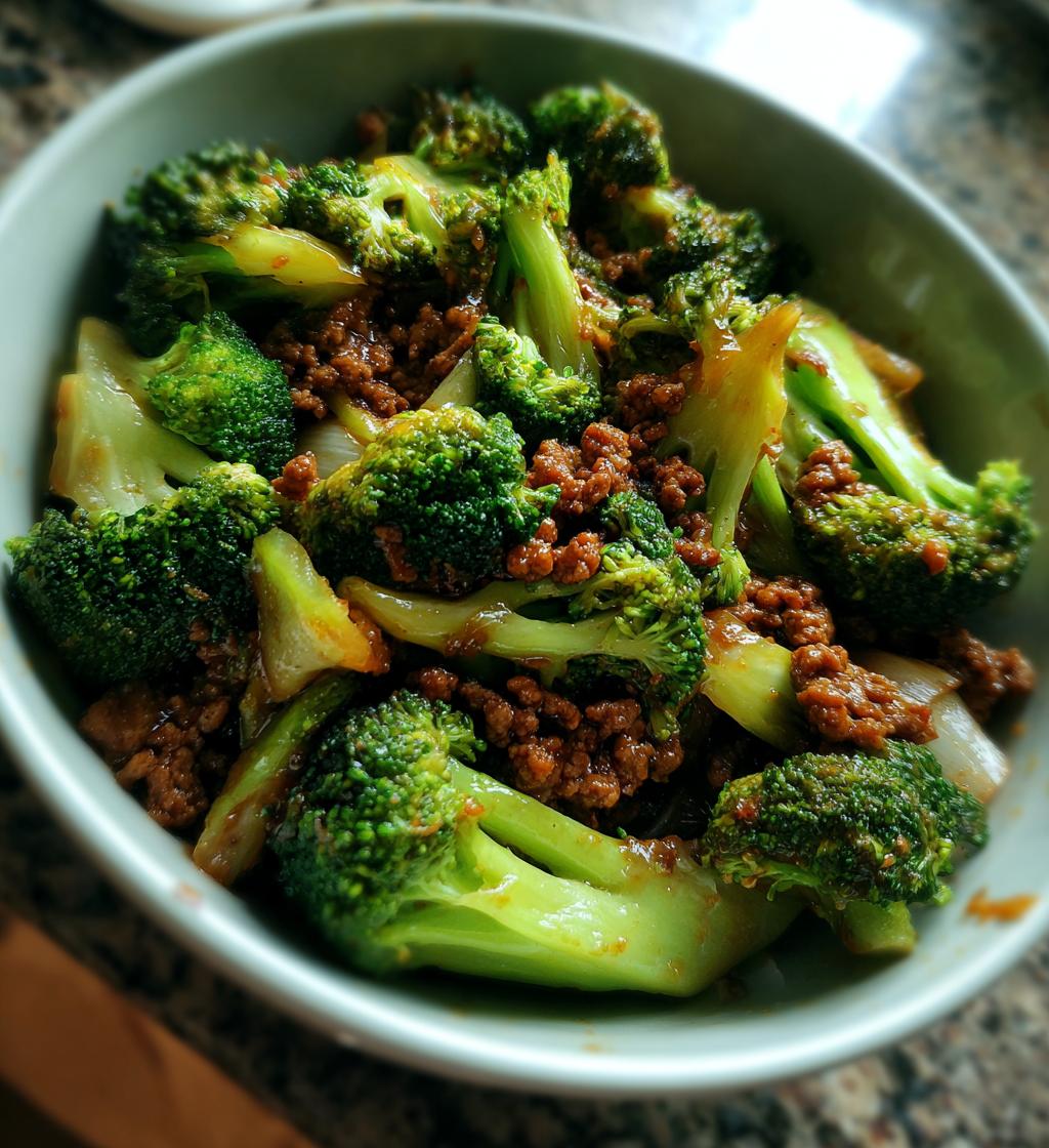 ground beef and broccoli stir fry - detail 1