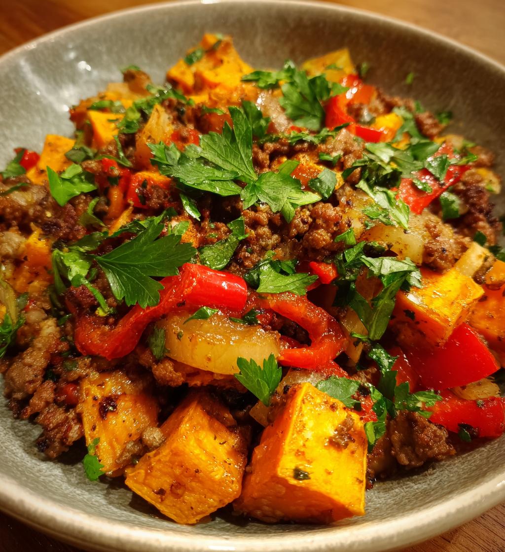 ground beef and sweet potato skillet