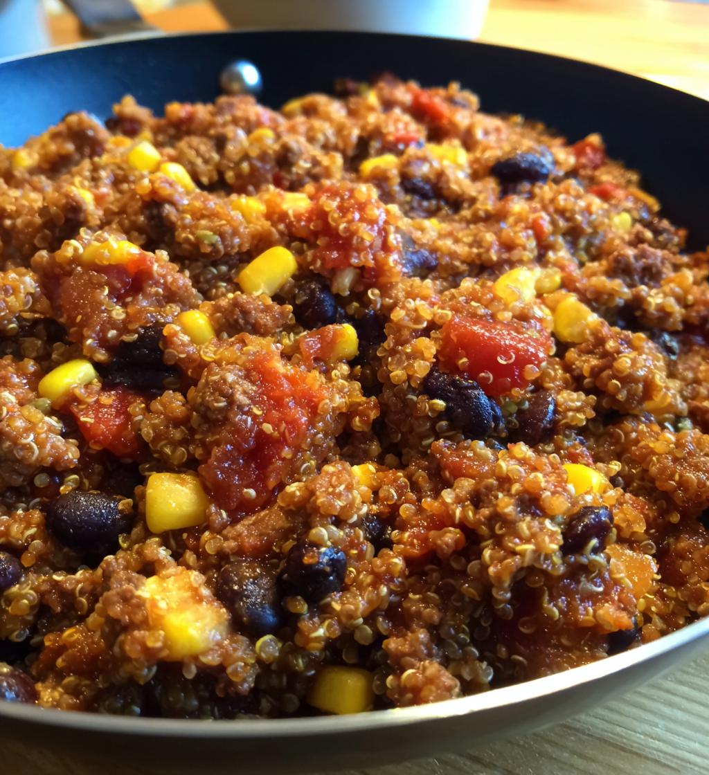 ground beef quinoa skillet - detail 1