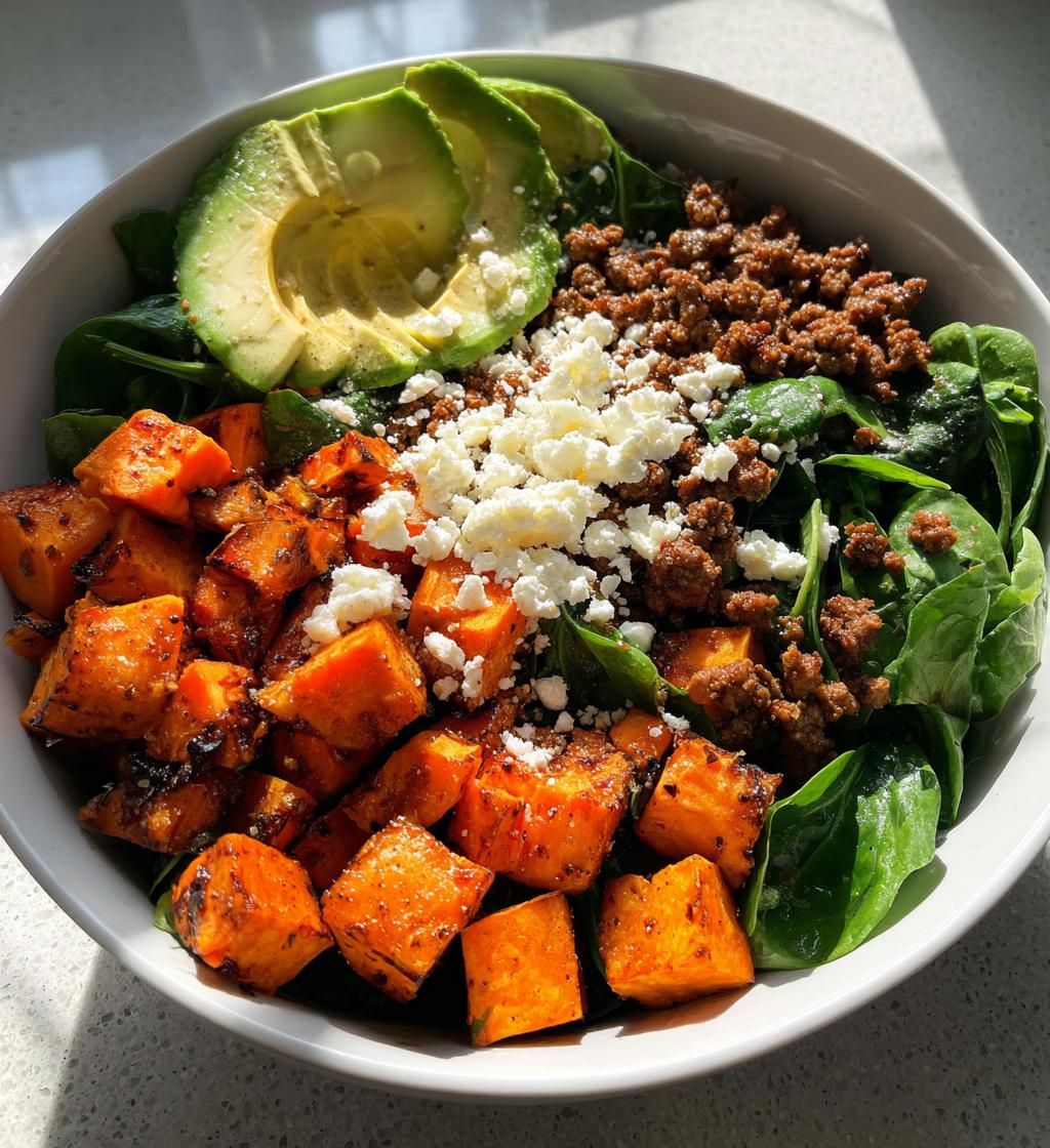 ground beef sweet potato power bowl - detail 1