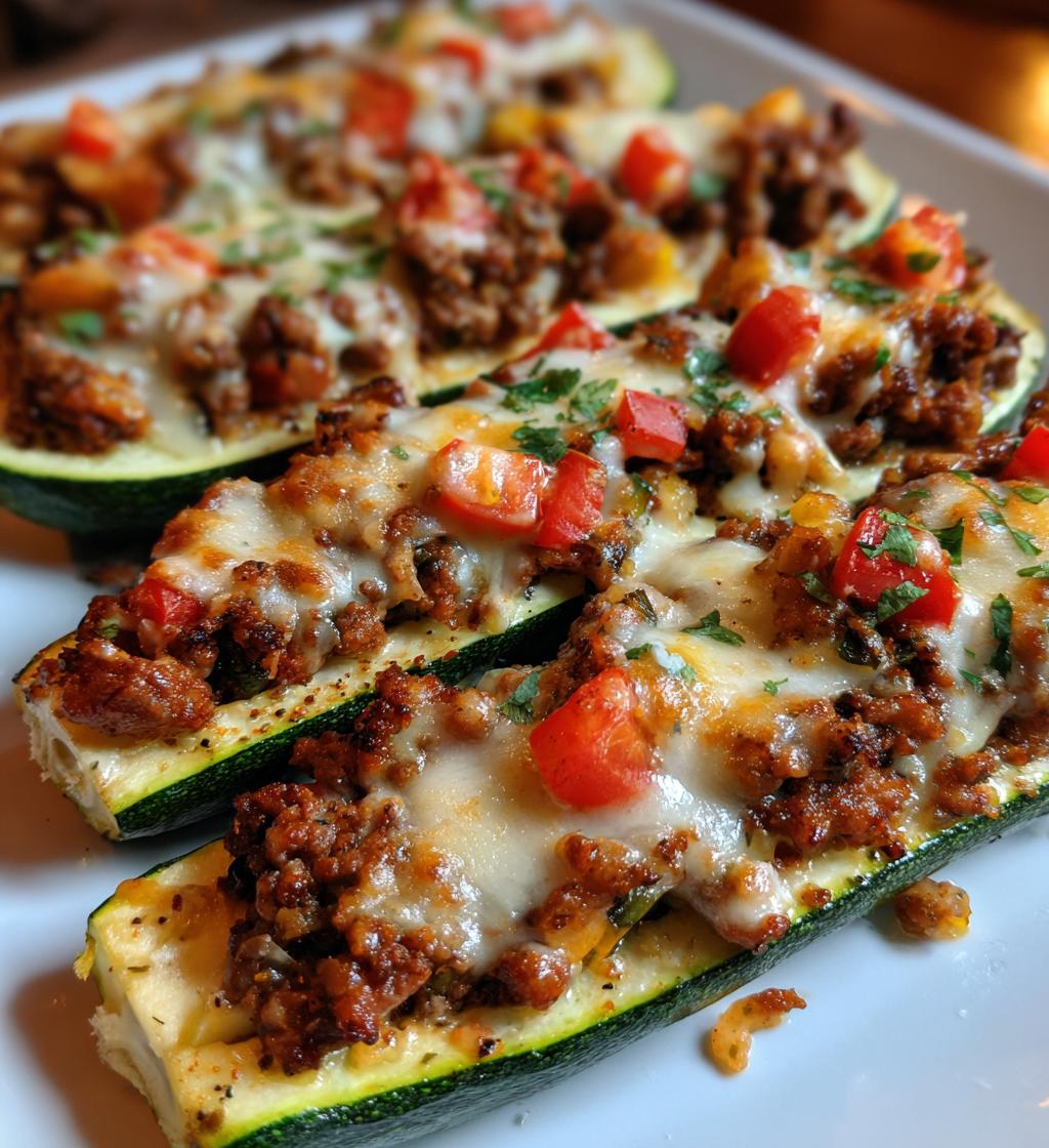 ground beef zucchini boats - detail 1