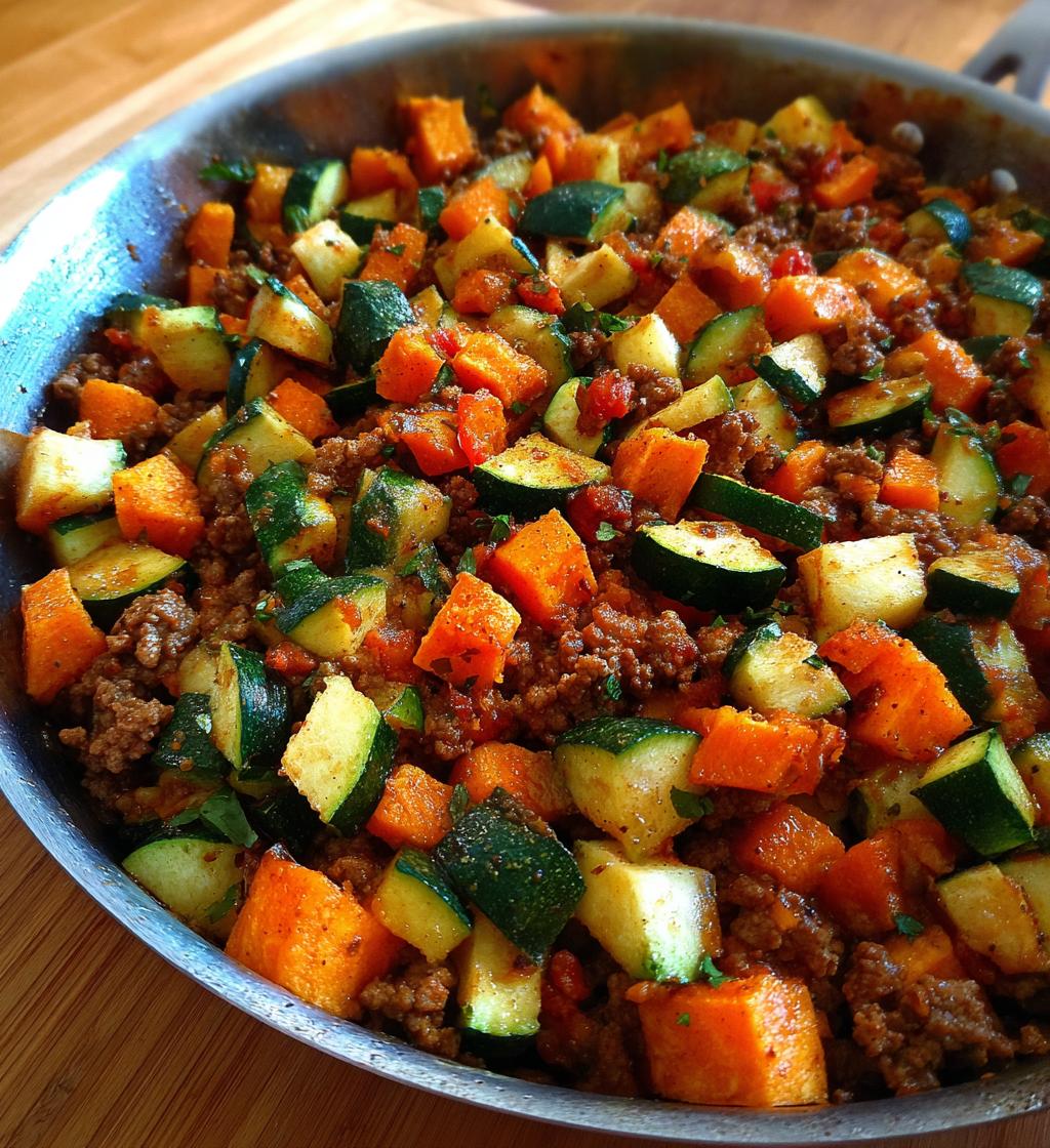ground beef zucchini sweet potato skillet