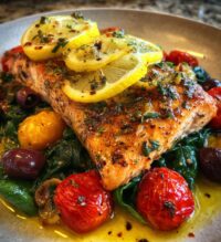 healthy mediterranean salmon dinner