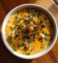 hearty cheddar garlic herb potato soup