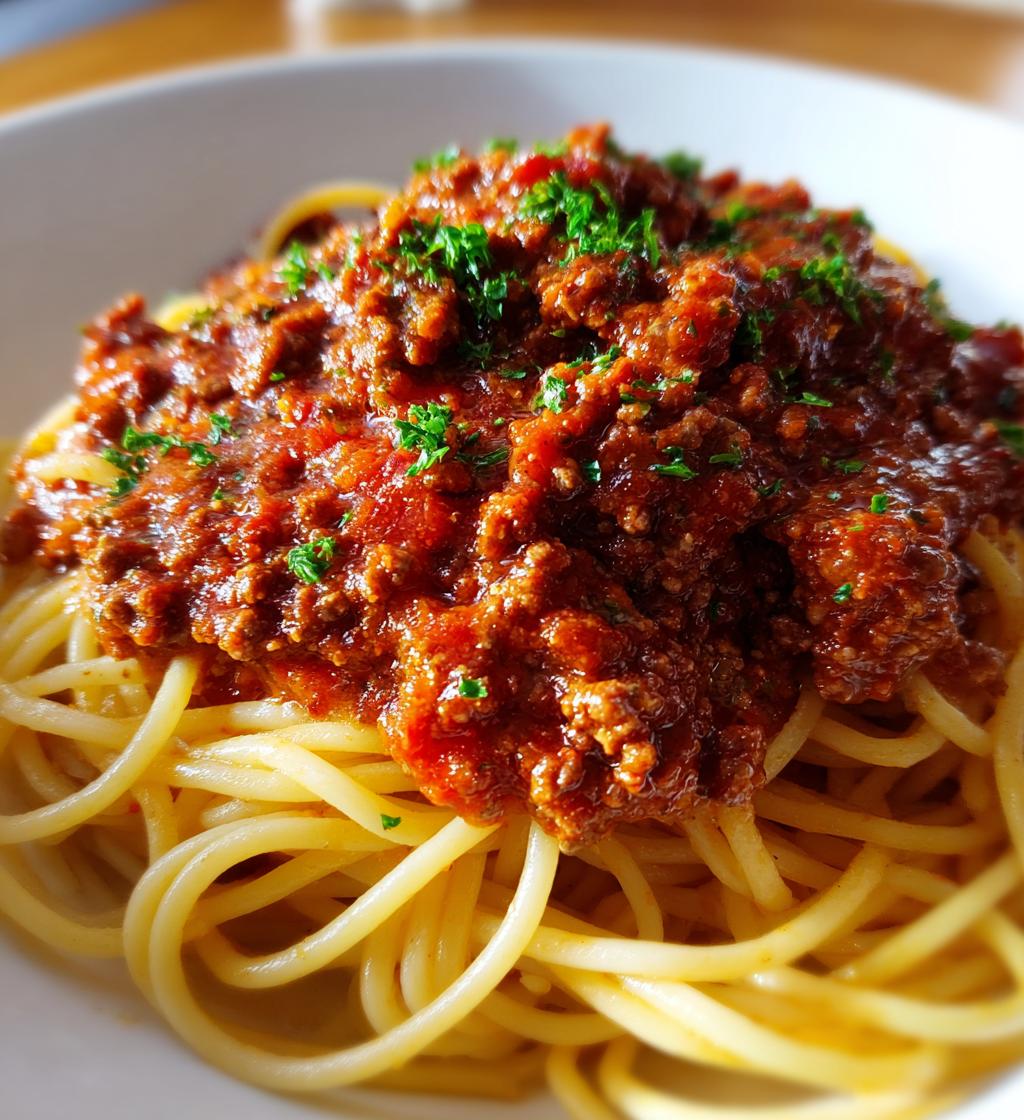 homemade bolognese sauce - detail 1