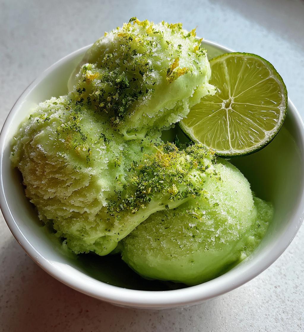 homemade lime sorbet - detail 1