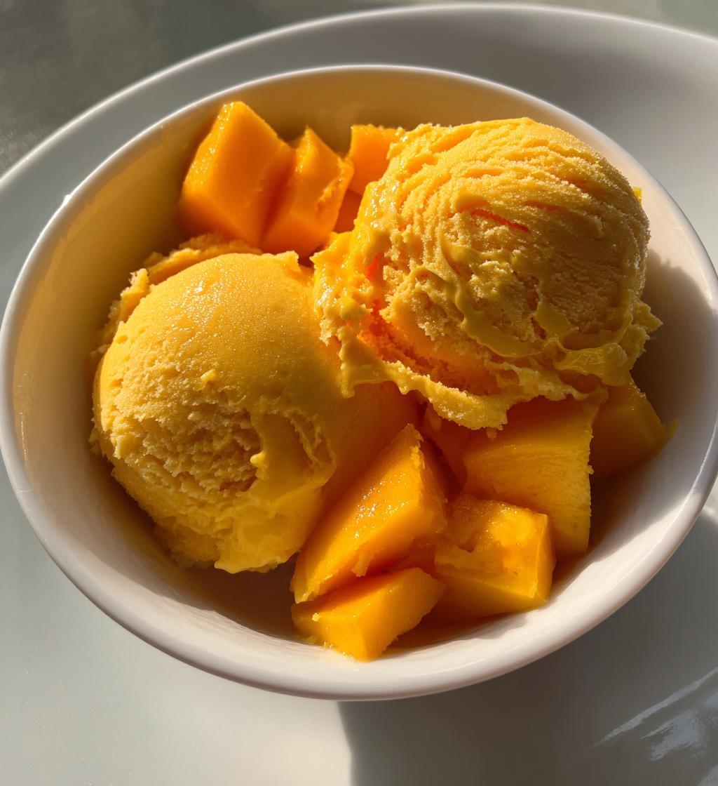homemade mango sorbet - detail 1