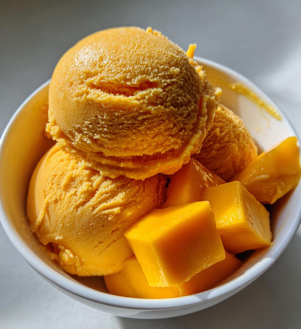 homemade mango sorbet