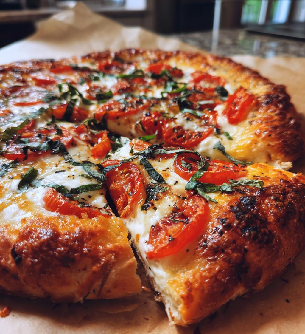 homemade margherita pizza - detail 1