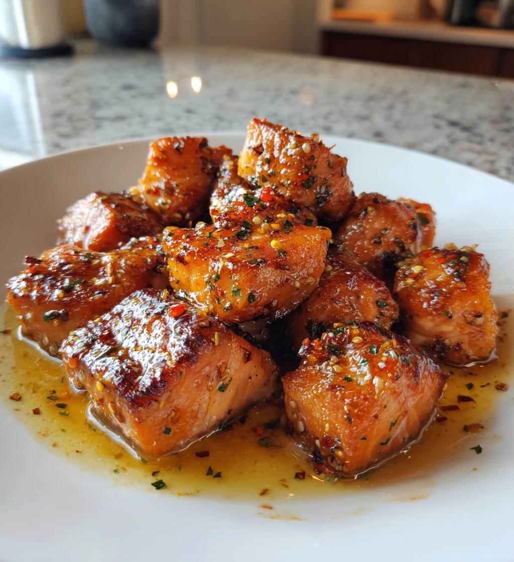 honey garlic salmon bites recipe - detail 1