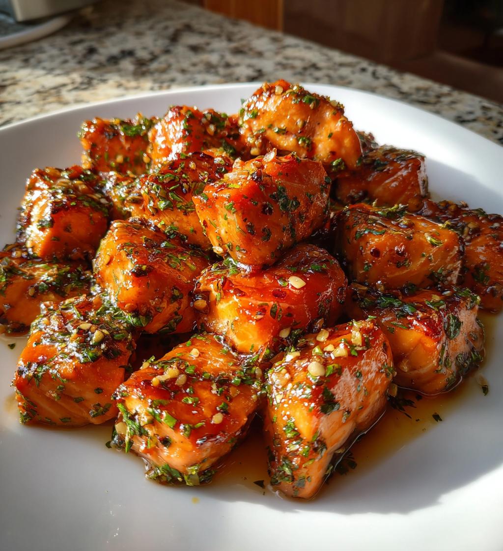 honey garlic salmon bites recipe
