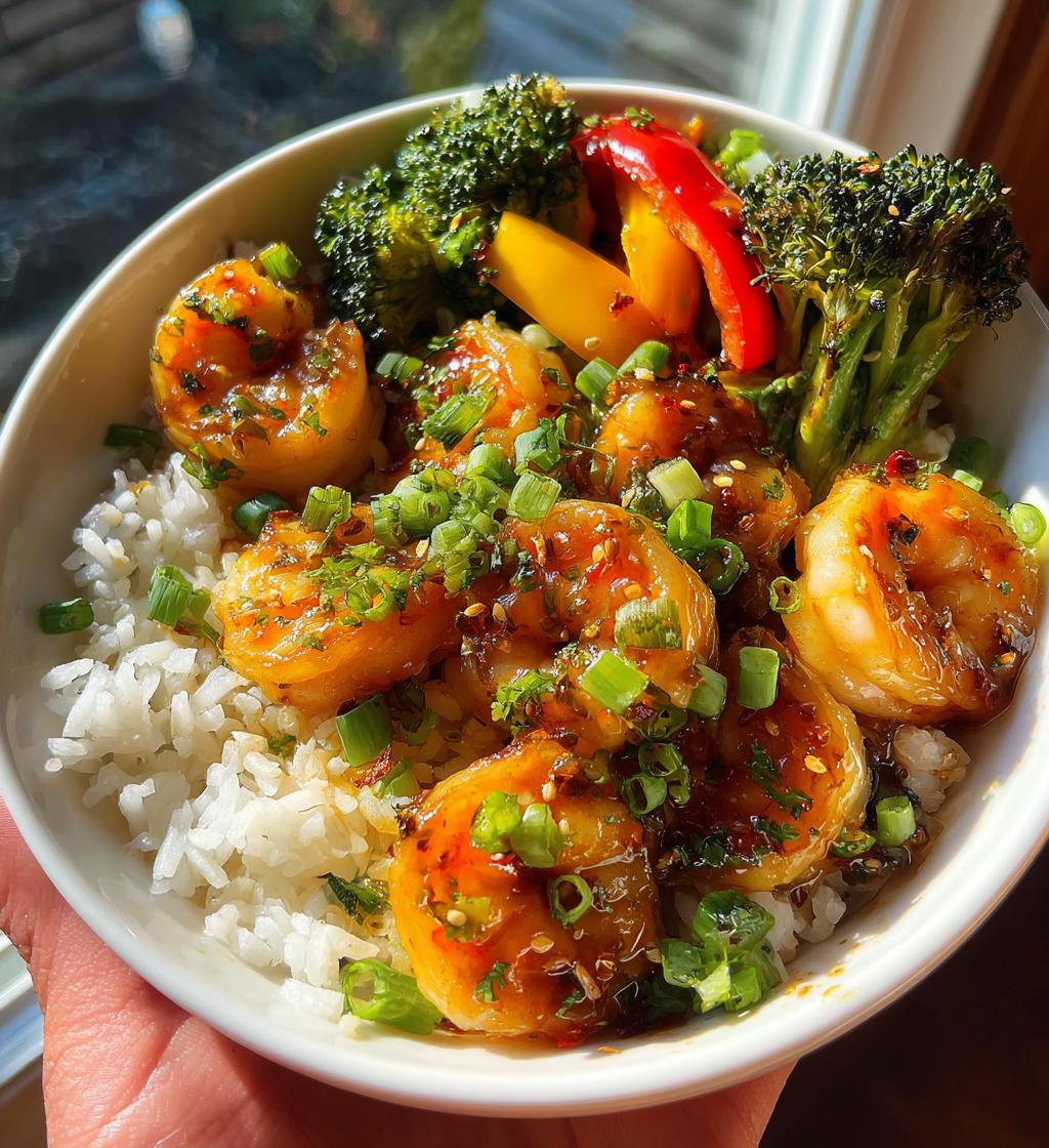 honey garlic shrimp bowls - detail 1