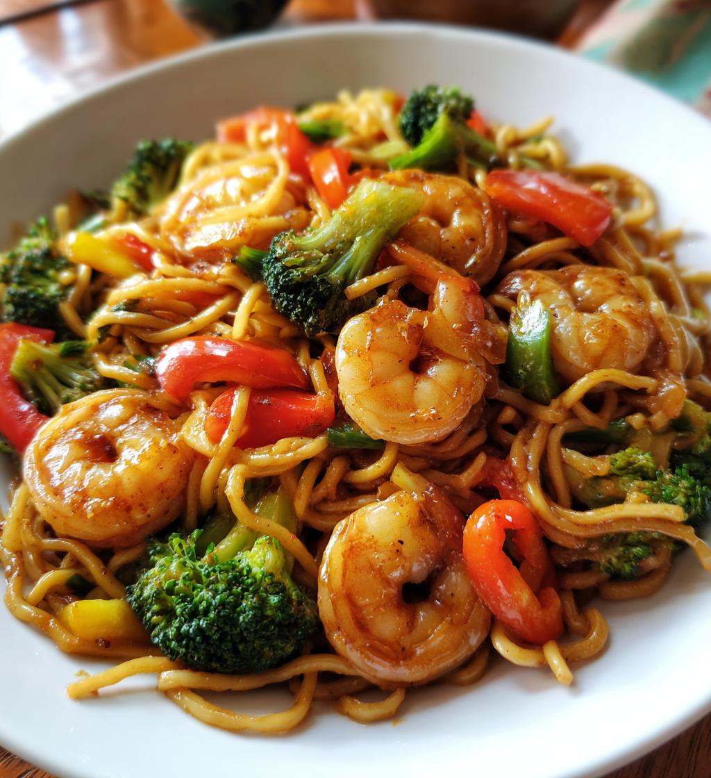 honey garlic shrimp chow mein
