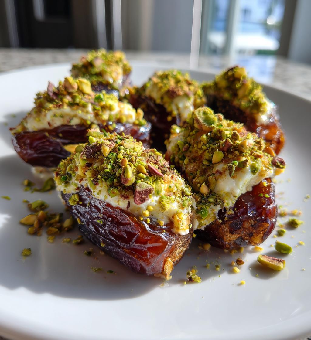 honey pistachio ricotta stuffed dates