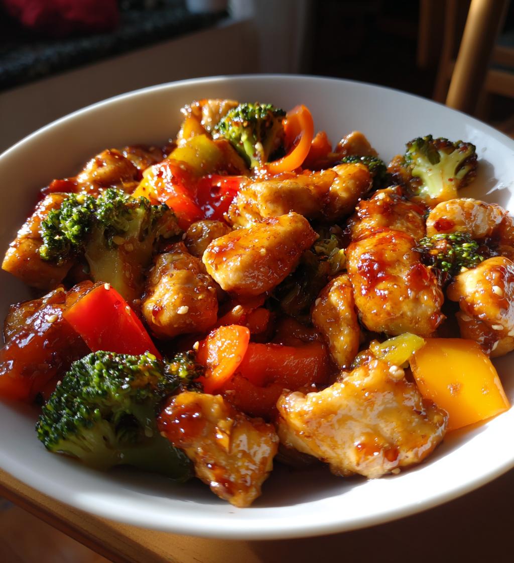 honey sriracha chicken stir fry - detail 1