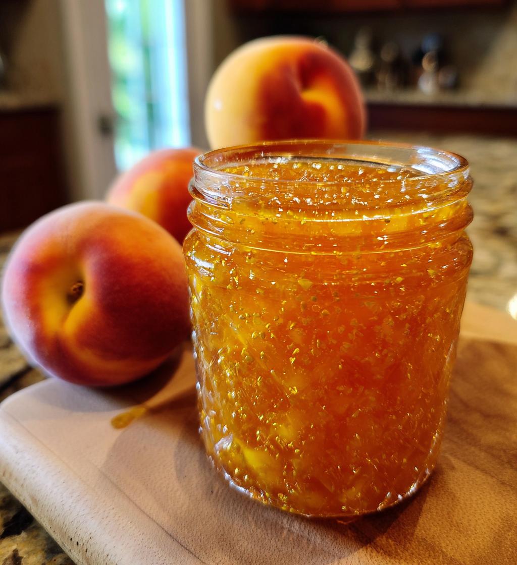 honey sweetened peach jam - detail 1