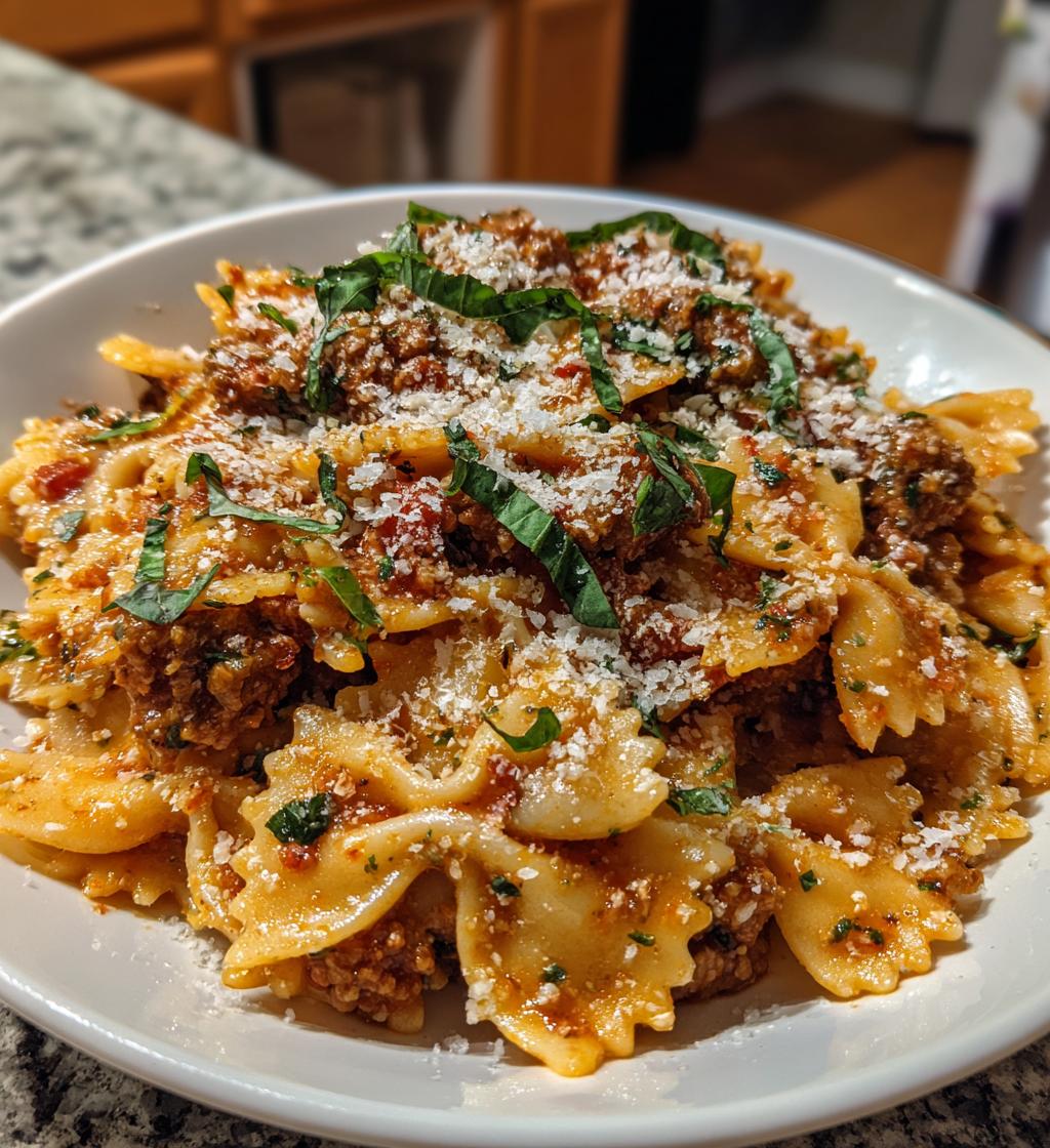 italian sausage with bow tie pasta - detail 1