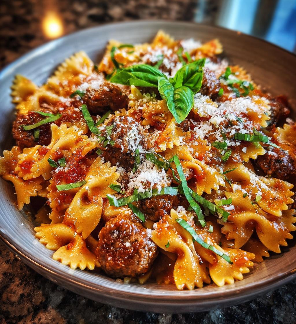 italian sausage with bow tie pasta