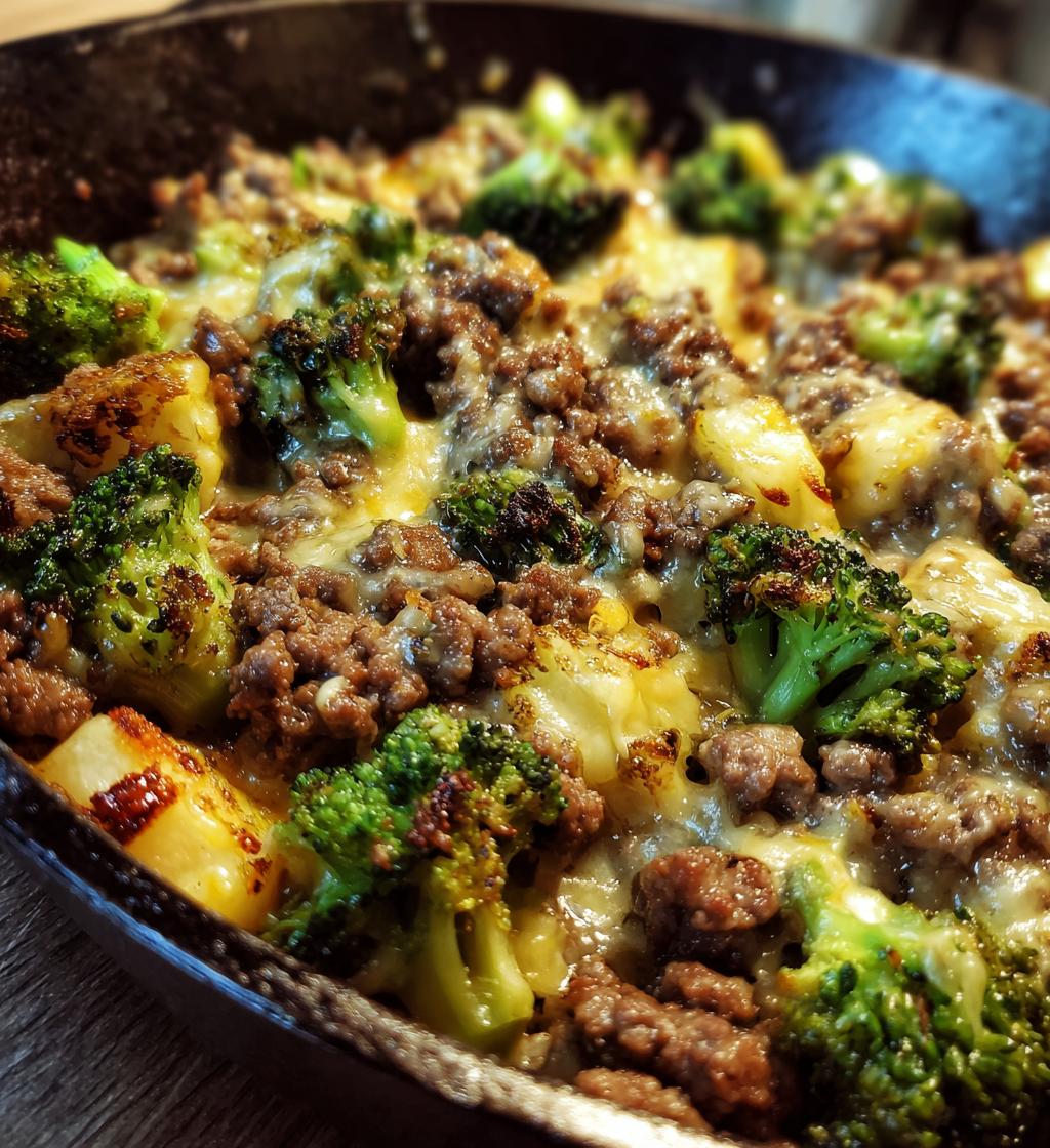 keto hamburger broccoli skillet - detail 1
